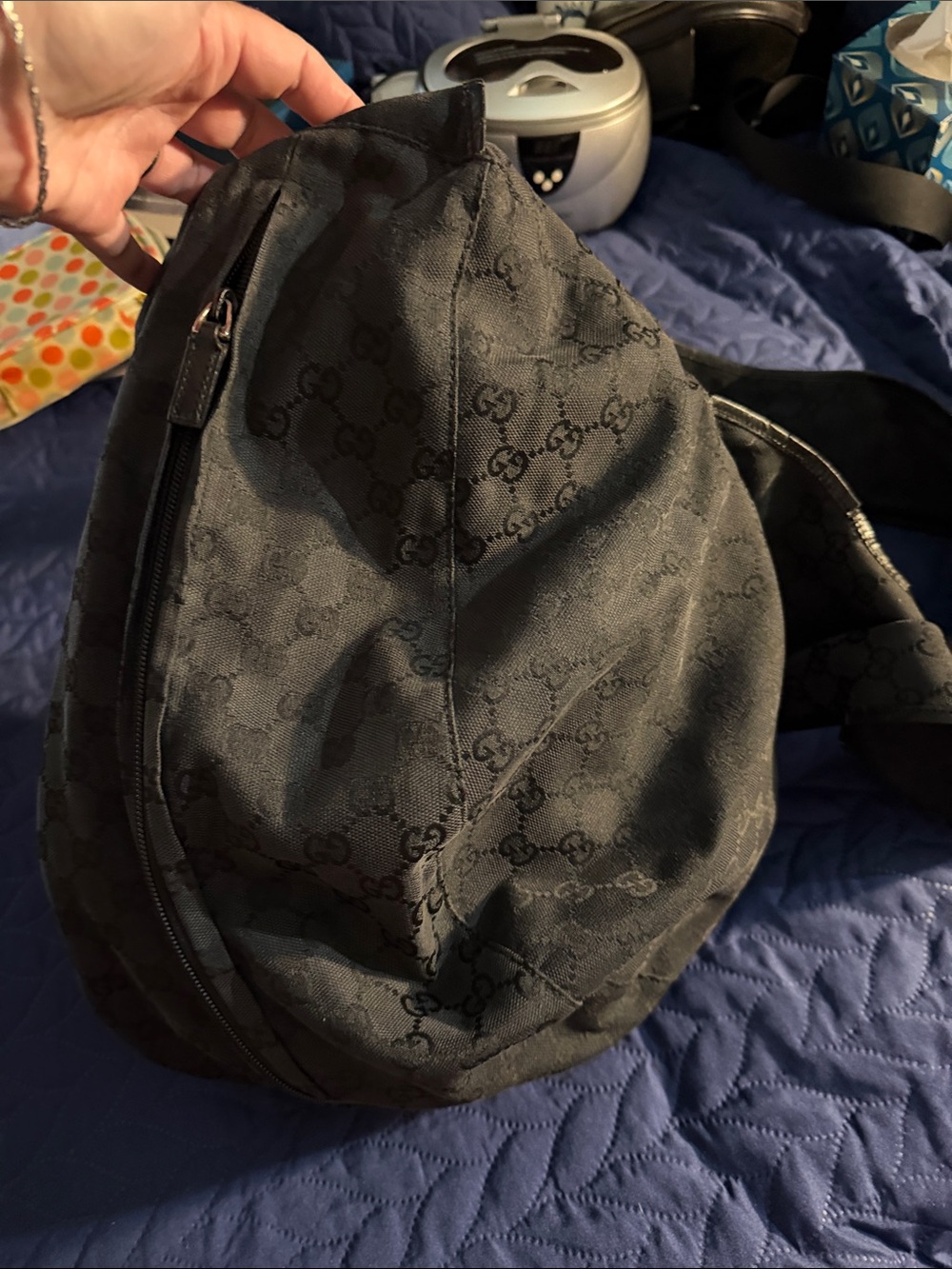 Gucci Black GG Monogram Crossbody Sling Bag